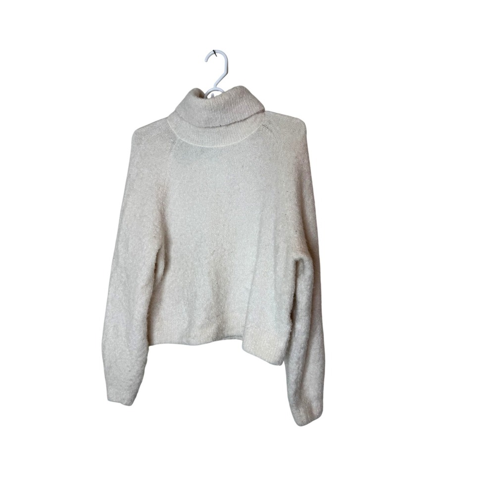 & Other Stories‎ Sweater Womens Small White Fuzzy Turtleneck Raglan Pullover
